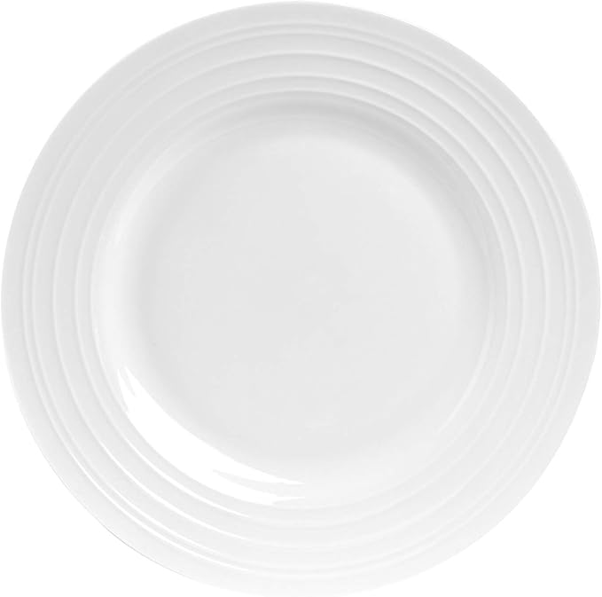 Stone lain Bone China Round Swirl Design 32 Piece Dinnerware Set White