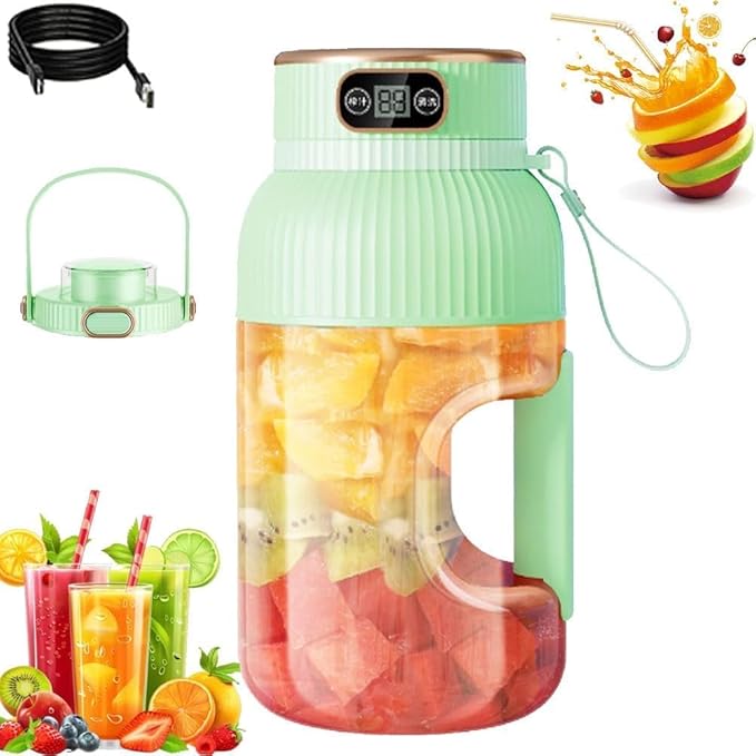 Multifunctional Portable Juicer Cup with Digital Display Portable Smoothie Blender on the Go Portable Blender USB Rechargeable Juice Cup Blender (M01)