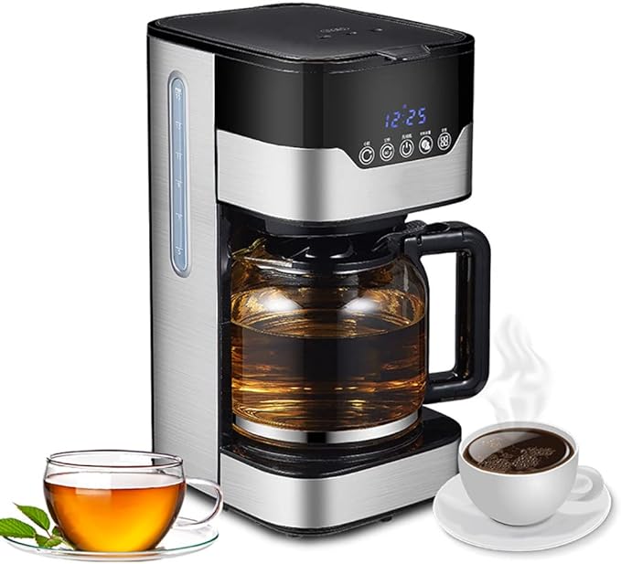 Filter Coffee Machine Home Stainless Steel Coffee Tea Pot 1.5 L Capacity 24-Hour Programmable Brewing Coffee Maker with 3 Brew Strength ControlTouch Screen