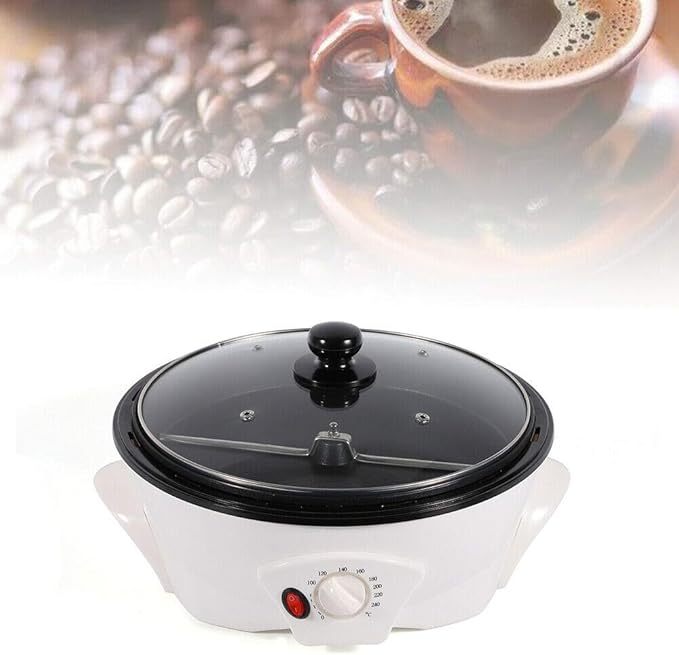 Electric Coffee Roaster Machine Coffee Bean Baker Roaster Coffee Roasting Machine Household 110V Peanut Nuts Home Coffee Roasting Machine 1200W (B-White)