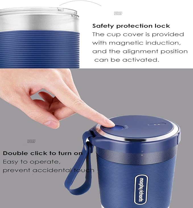 Portable Blender Mini Blender Smoothie Maker with USB Rechargeable Electric Blender Professional Commercial for Vegetables and Fruit Smoothie Maker Blender Food Processor 1400Mah 300MlBlue
