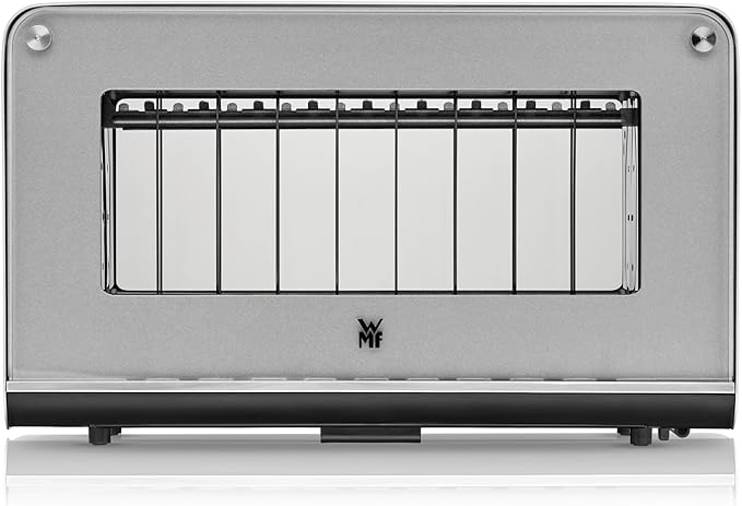WMF Lono Toaster Glas mit Brötchenaufsatz 2 Scheiben XXL motorisierte Toastaufnahme Aufwärm-Funktion 7 Bräunungsstufen Toaster edelstahl matt
