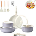 Pots and Pans Set Non Stick Cookware Set with Detachable Handles 5/11 Piece Ceramic coating Cooking Set with Frying Pan Saucepan Stock Pot Suitable for All Stovetops Dishwasher Safe (Purple5)
