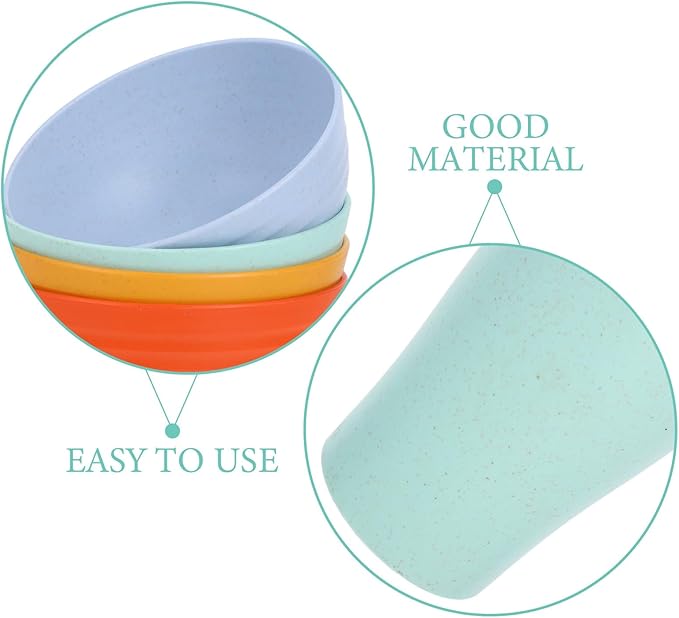 Generic Wheat Straw Dinnerware Set 12pcs Microwave Safe Plates and Bowls for Reusable Unbreakable Kitchen Bowls and Plate Set for Outdoor Camping