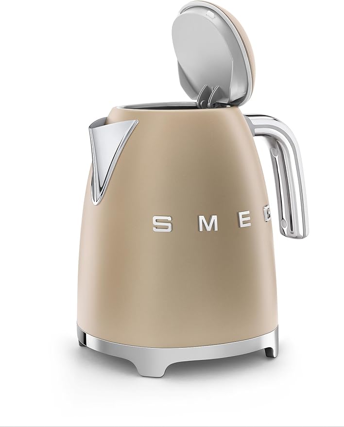 SMEG 50's Retro Style 7 Cup Electric Water Kettle with Automatic Shutoff Removable Base and Water Indicator KLF03CHMUS Matte Campagne