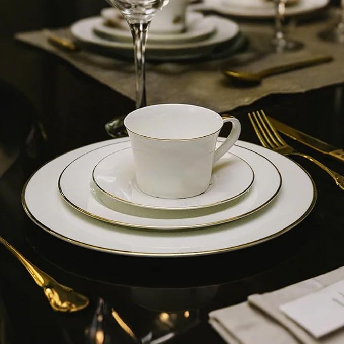 gold trim dinnerware set service for 6 24 pieces elegant dishes set elegant plate sets with cup sets for gathering wedding party and afternoon tea