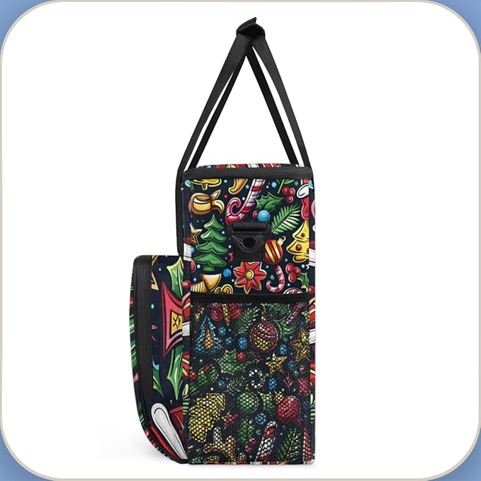 Christmas Bell Stars Coffee Maker Carrying Bag Portable Travel Storage Tote Bag Compatible with K-Mini or K-Mini Plus Single Serve Coffee Brewer Carrying Case with Multiple Pockets &amp Shoulder St