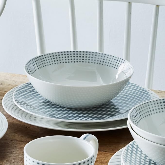 Noritake Grey Hammock 12-Piece Coupe Dinnerware Set Service for 4