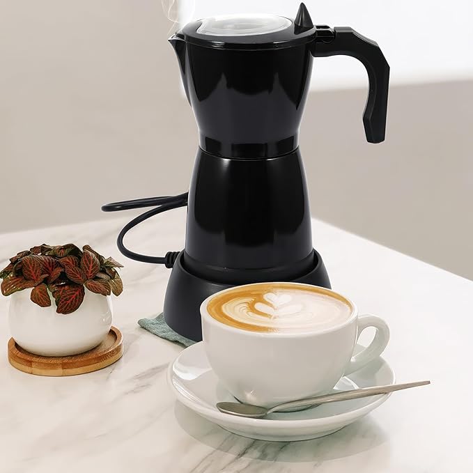 SHANGSKY Coffee Pot Electric Moka Pot 6 Cup Espresso Coffee Maker Cafeteras Electricas Italian Coffee Maker Espresso Makers Portable Aluminum Electric Mocha Pot Coffee Machine Moka Maker