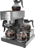 crosson 12 Cup Commercial Coffee Brewer with 4 Warmers &amp 4 Glass DecanterPour Over Drip Coffee Maker with Stainless Steel Housing and 304 SS Funnel