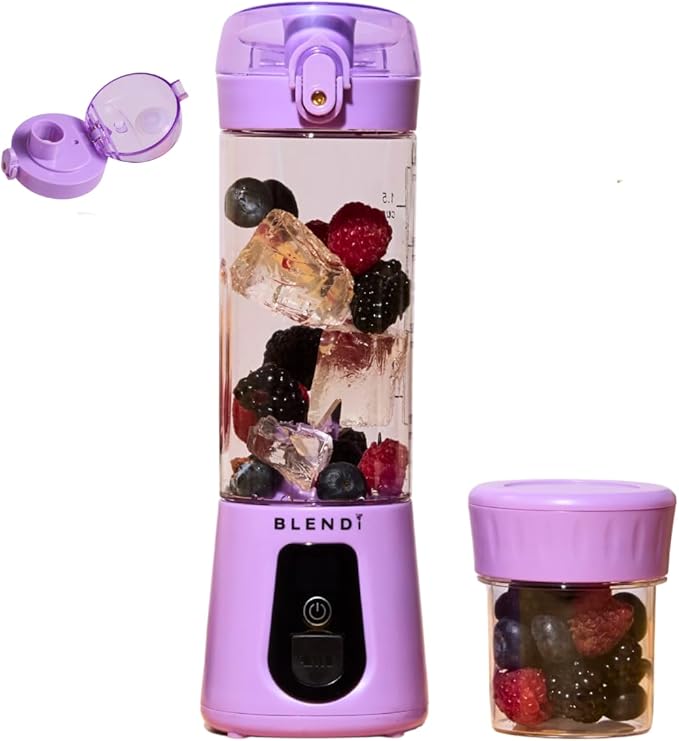 BLENDi Pro+ Portable Blender (17.5oz Purple) – Powerful Ice Crushing 120W Motor USB-C Rechargeable Cordless Personal Blender Smoothies Shakes &amp More – BPA-Free Self-Cleaning Travel-Friendly