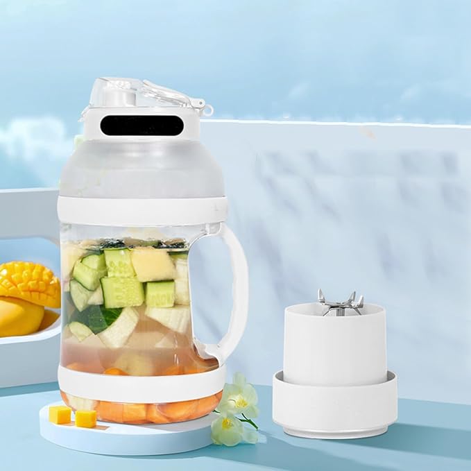 Topyond Portable 2L Sport Blender with 18000rpm Motor 4000mAh Rechargeable Battery USB ChargingDouble Cap Design for Shakes Smoothies JuicesTravel Essential (White)
