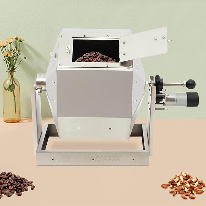 14.5L Coffee Bean Roaster 12V 14W Stainless Steel Automatic Rotary Roasting Machine Peanut Roaster Large Capacity Coffee Roasters Machine for Home &amp Commercial Use