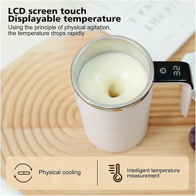 Self Stirring Coffee Mug Automatic Mixing Cup Touch Control Digital Temperature Display 304 Stainless Steel Multifunctional Mixing CupElectric Stirring Cup