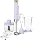 Cordless Immersion Blender 5-in-1 Set | Rechargeable Hand Blender with Chopper Whisk &amp Measuring Cup | 6 Variable Speeds | Stainless Steel Blades | BPA-Free | Stick Blender