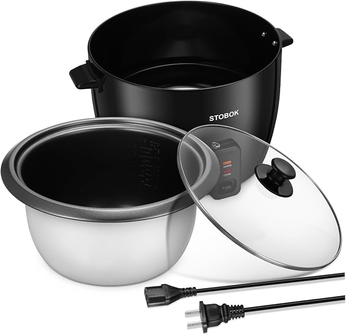 NUOBESTY Compact Electric Rice Cooker with Clear Lid Space-saving Household Stew Pot for Rice Porridge and Efficient Cooking Easy Single-button Operation Portable Kitchen Appliance with US