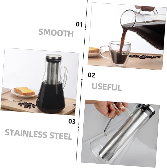 Alipis Large Capacity Cold Brew Coffee Maker 1600ml Borosilicate Glass Coffee Pot with Stainless Steel Filter Dual Use at Home