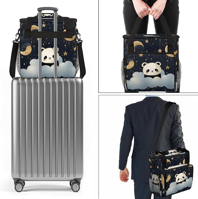 Panda Coffee Maker Carrying Bag Moon and Star Portable Travel Storage Tote Bag Compatible with K-Mini or K-Mini Plus Single Serve Coffee Brewer Carrying Case with Multiple Pockets &amp Shoulder Str