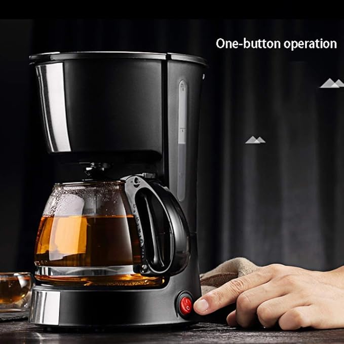 Coffee Machine Filter Coffee MakerOne-Touch OperationAnti-drip and Heat Preservation FunctionFunnel RemovableEasy to Clean600 MlBlackCompatible with Espresso Cook
