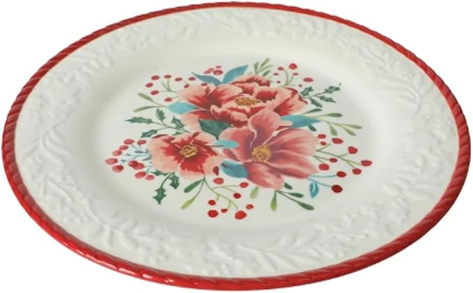 Merry Meadow Red 12-Piece Stoneware Dinnerware Set