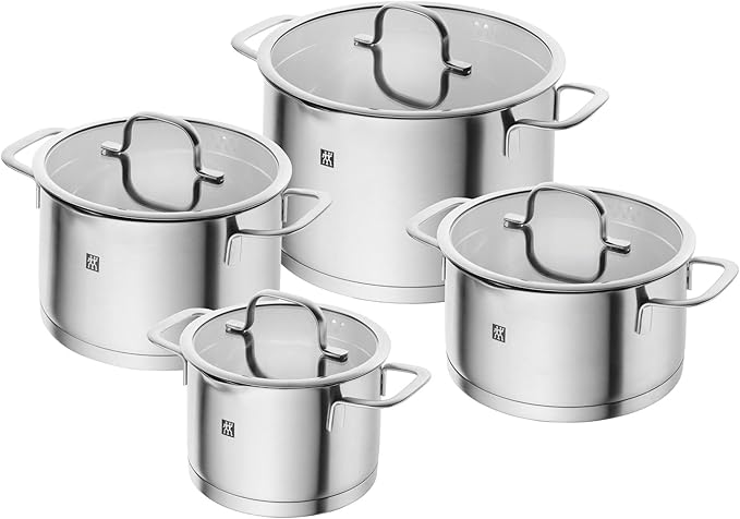 ZWILLING TrueFlow 4-Piece Saucepan Set with Pouring Function Induction Safe Stainless Steel Silver