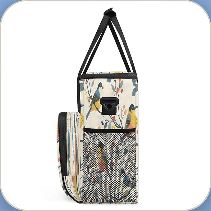 Retro Birds Coffee Maker Carrying Bag Compatible with K-Mini or K-Mini Plus Portable Single Cup Coffee Maker Case with Pockets for K Cup Pods