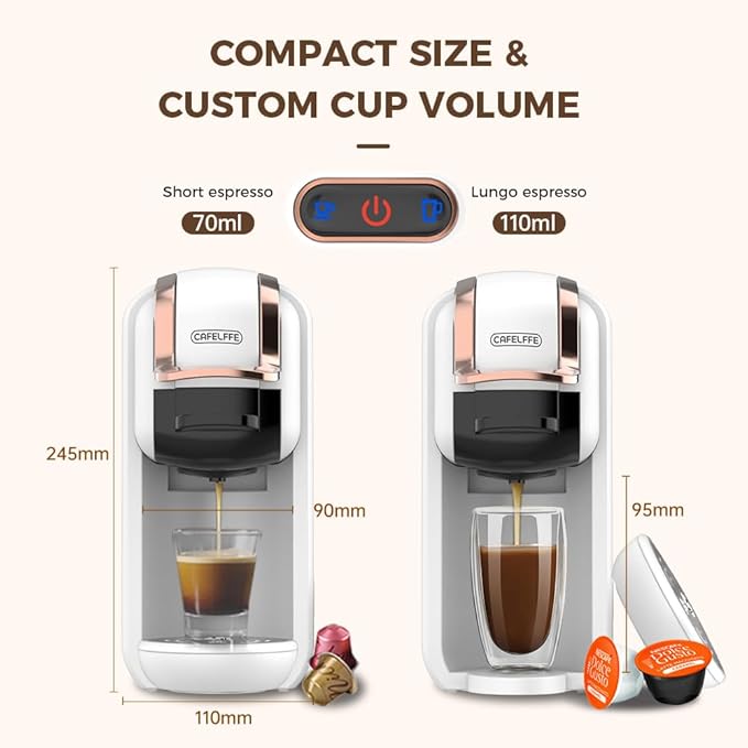 MK-603 Mini Multi Pod Coffee Maker with 260ml Portable Coffee Cup 4 in 1 Hot/Cold Single Serve Espresso Machine Compatible with K Cup Nes OriginalDG Capsules/Ground Fast Brew Black