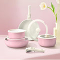 Cookware Set Non Stick 11 Piece Cookware Set with Detachable Handle Set Non Toxic Easily Clean Pot and Pans Set for Cooking Cookware Induction Pink