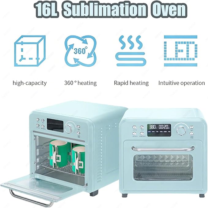 Professional 1400W Sublimation Convection Oven for Bulk Production - Digital Display Intuitive Operation360°Even Heating for Printing on Mugs Cups Tumblers 16L