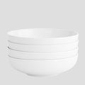 Euro Ceramica Essentials Large Bistro Bowls Set of 4 Dinnerware and Serveware for Serving Pasta Fruits Salads Solid Semi-Matte White