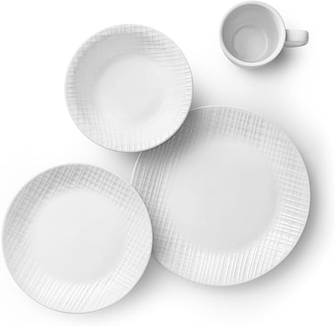 Corelle Linen Weave Embossed 16-Piece Dinnerware Set Service for 4