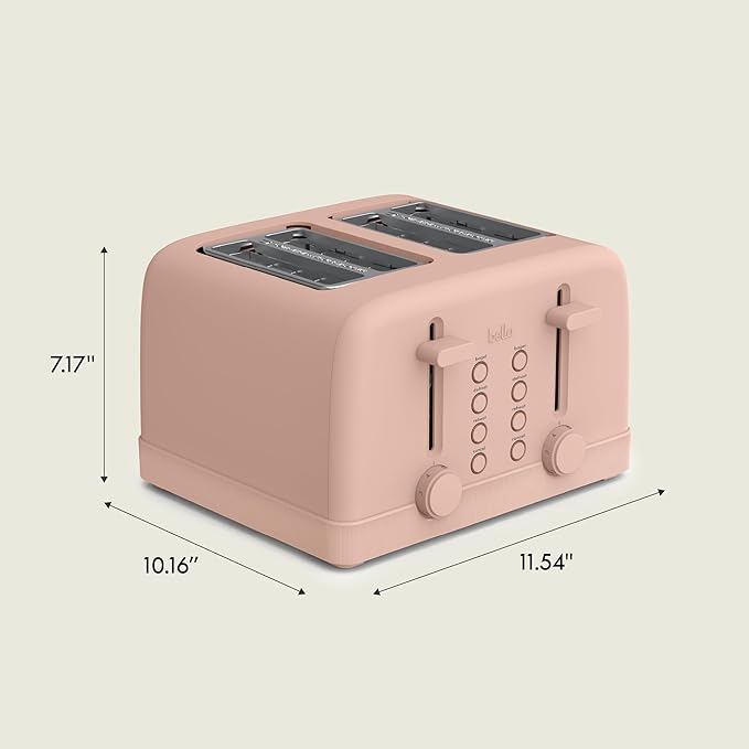 bella 4 Slice Toaster 6 Setting Shade Control with Reheat &amp Cancel Buttons Removable Crumb Tray Anti Jam &amp Auto Shutoff 900 Watt Blossom