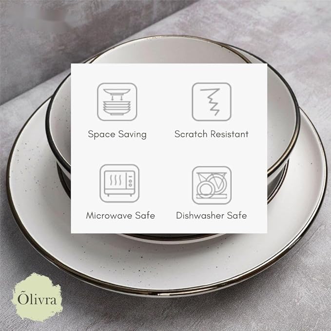 Ceramic Dinner Set 16 piece White Modern Tableware Collection with Plates and Bowls Everyday Dining Dish Set Microwave and Dishwasher Safe Serving for 4