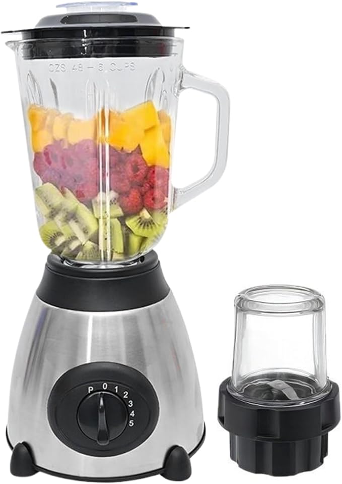 Tabletop Blender – Juicer and Grinder with Detachable 1.5L Glass Cup 5 Speed | Maker Food Grinding Meat Processing Additive Spoon Lid Practical Use for Kitchen