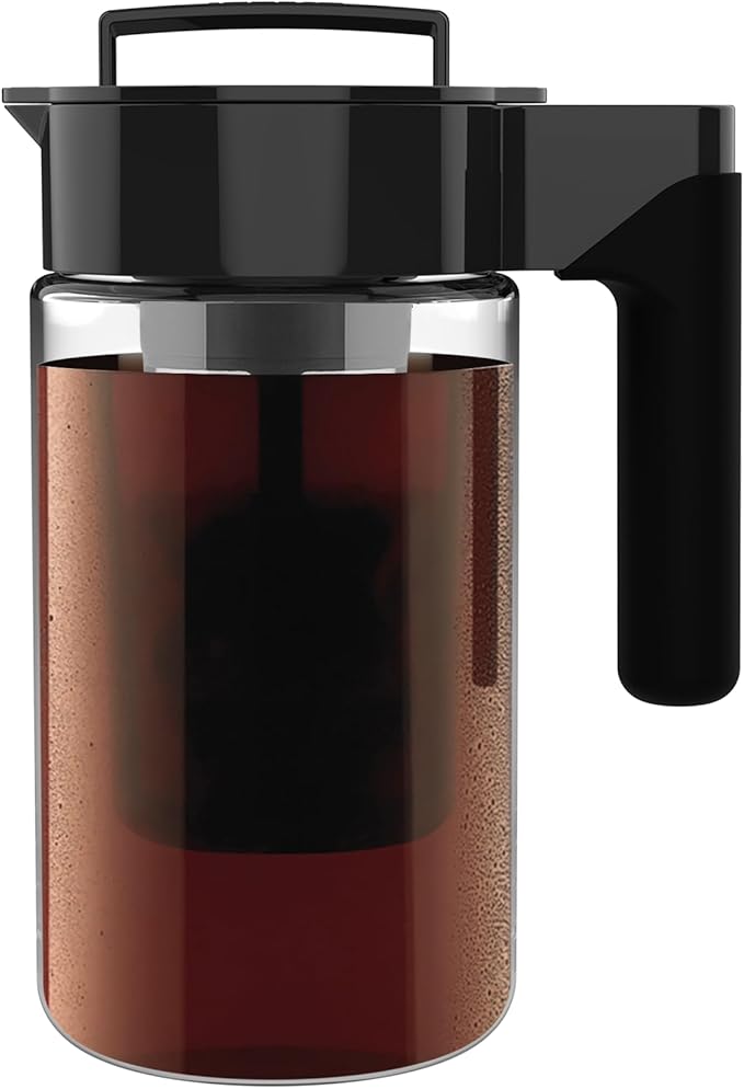 Takeya Glass Cold Brew Coffee Maker for Iced Coffee Airtight Pitcher Premium Quality 1 Quart Black Lid and Handle