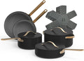 Black Sesame Full 12-Piece Non-Toxic Non-Stick Ceramic Cookware Set | Oven safe up to 500°F | NOT Made With Forever Chemicals | Drew Barrymore (Black Sesame)