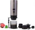 Wireless Mini Espresso Machine Portable Coffee Maker for Travel/Camping/Office 3-in-1 Single Serve Coffee Maker Compatible with Capsules&ampGround Coffee Gifts for Espresso Lovers (Silver)