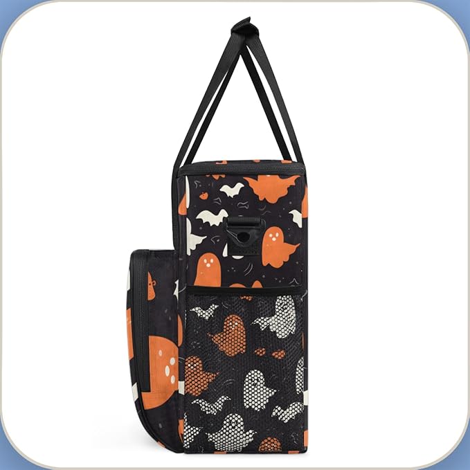 Retro Halloween Ghosts Coffee Maker Carrying Bag Travel Storage Bag Compatible with K-Mini or K-Mini Plus Single Serve Coffee Brewer Carrying Case with Multiple Pockets &amp Shoulder Strap