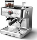 IDEALHOUSE Espresso Machine Stainless Steel Coffee Machine with Built-in Grinder 20 Bar Pressure Espresso Coffee Maker for Home Milk Frother Steam Wand Silver