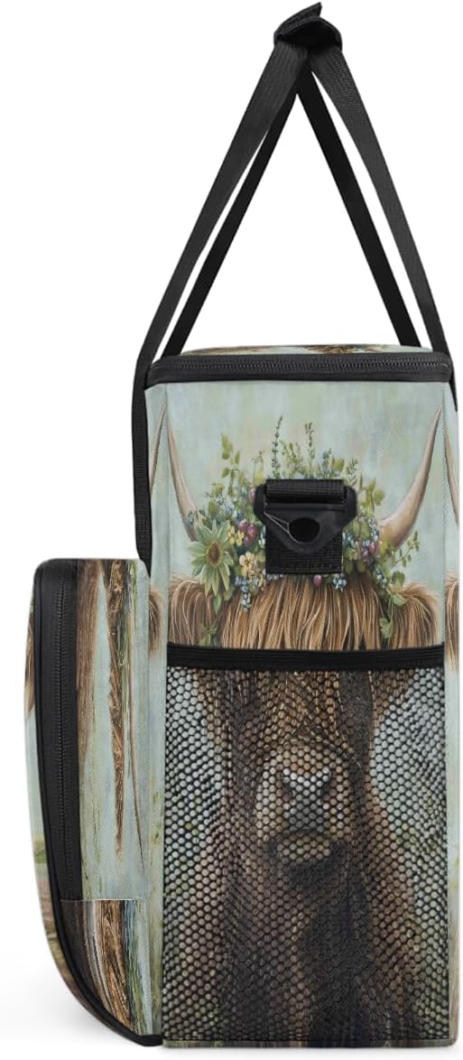 Alpine Cow Flower Coffee Maker Carring Bag Travel Carrying Storage Tote Bag Compatible with Keurig K-Mini or K-Mini Plus Portable Single Serve Coffee Brewer Case with Pockets for K-cup Pods