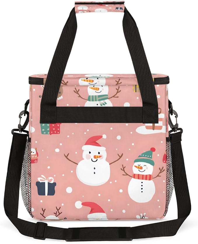 Christmas (582) Coffee Maker Carring Bag Travel Carrying Storage Tote Bag Compatible with Keurig K-Mini or K-Mini Plus Portable Single Serve Coffee Brewer Case with Pockets for K-cup Pods