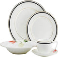 DINNERSET 20PCS BNC BLK/GLD RIM W/FLOWER CAPRI