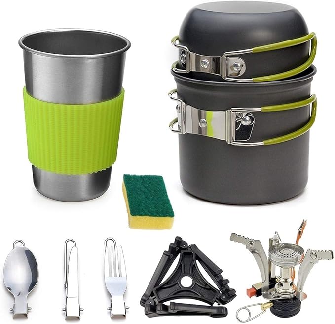 DS-101 Portable Outdoor Camping Cooking Set Picnic Boiler Cookware Combination (Black) Cookware Set Cookware Picnic Boiler Cookware (Color : Black)