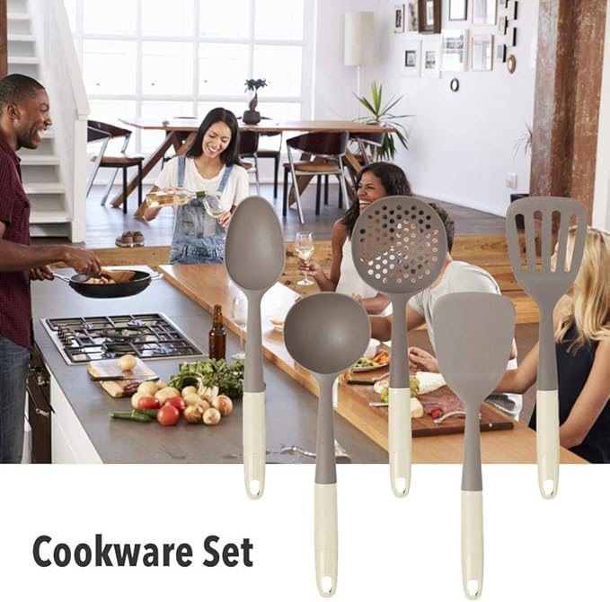 10Pcs Non-stick Silicone Kitchenware Set Cooking Spatula Filter Spoon Convenient Cutlery Kit Spoon Spatula Cookware for Kitchen