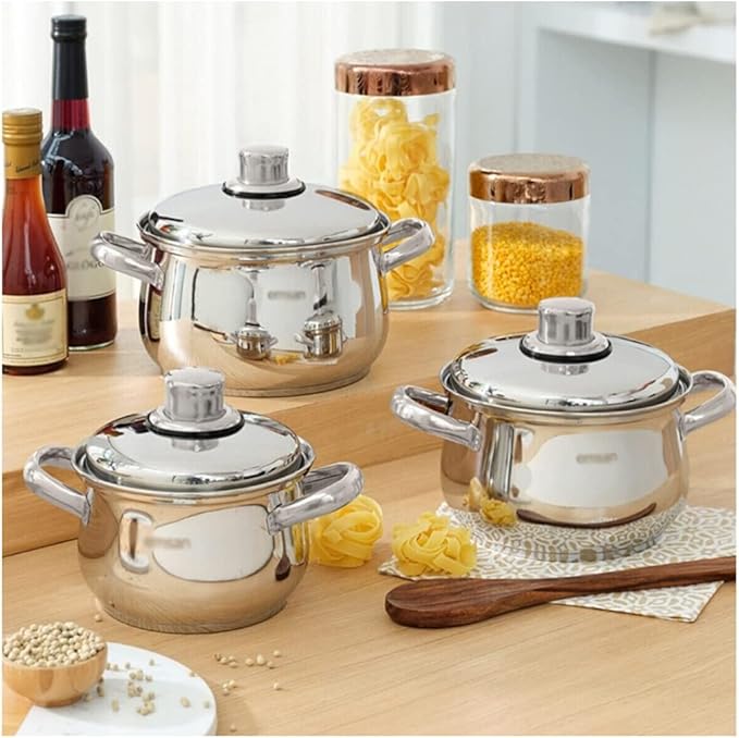Cookware 6 Piece Stainless Steel Cookware Set With Induction Base With Glass Lid Kitchen Cookware (Color : A Size : See description)