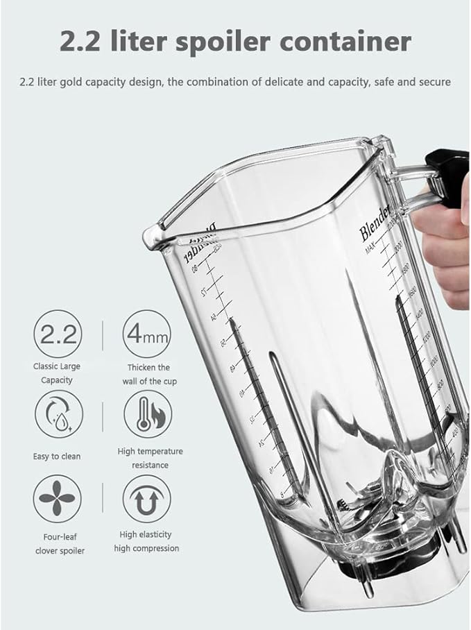 Blending Ice Crusher Countertop Blender 1500W High Power High Speed Blender for Crushing Ice Frozen Desserts Soups