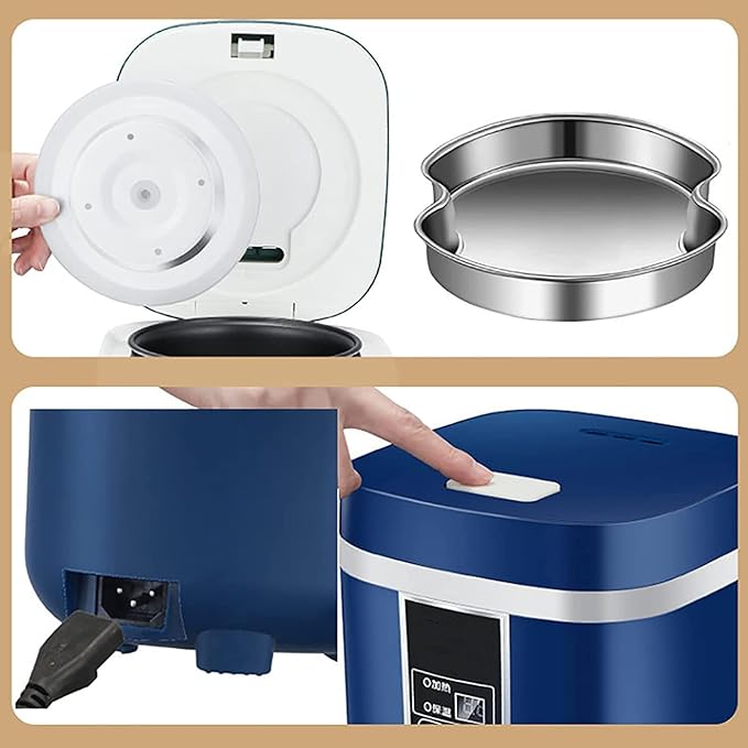 1.2L Mini Rice Cooker Electric Rice Steamer for 2 with Keep Warm Function 200W Removable Non Stick Rice Pot Automatic
