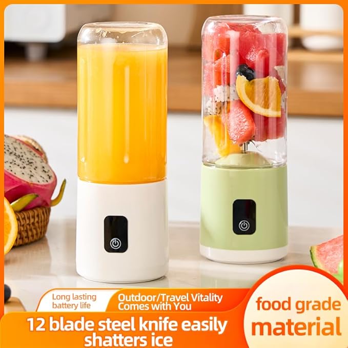 Portable Blender for Smoothie 35W Personal Blender with 12 Stainless Steel Blades Rechargeable USB-C Electric Juicer for Protein Shake &amp Juicing Travel Gym Office (White)