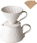 Pour Over Coffee MakerCeramic Coffee Maker With 40 pcs Paper Filter15oz/450ml Ceramic Pour Over Coffee Dripper（Off White）
