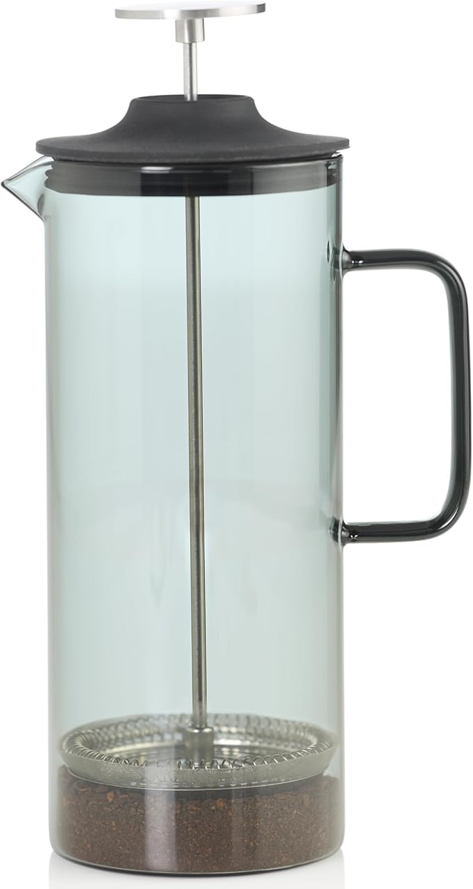 AdHoc French Press Coffee Maker Impact - Manual Brewer with Heat-Resistant Glass &amp Stainless Steel Filter – Barista Tool for Aromatic &amp Full-Flavored Coffee - Dishwasher Safe
